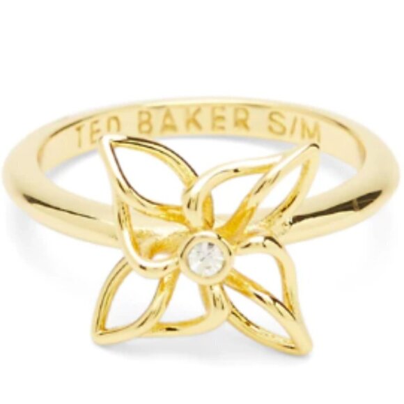 💕TED BAKER💕 Gold Mini Crystal Breeze Ring (S/M) NWT - Picture 2 of 8